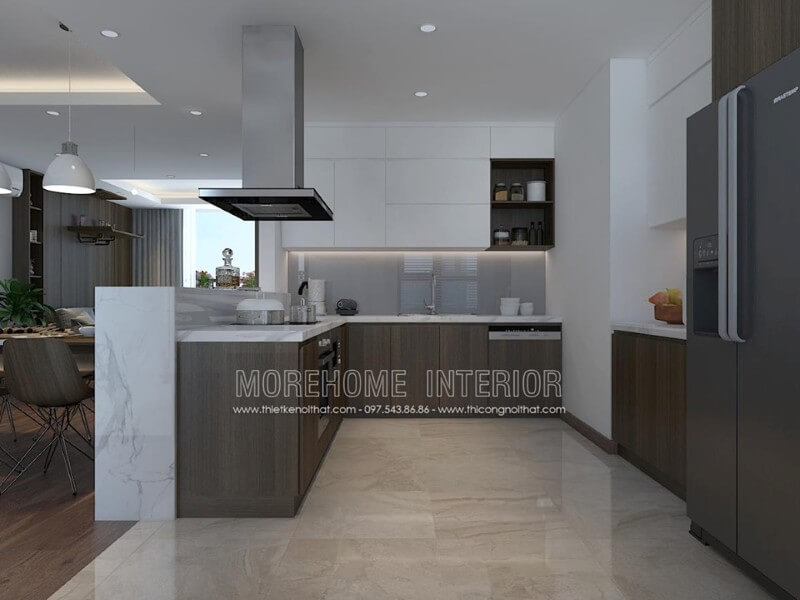 Tủ bếp gỗ công nghiệp hiện đại sang trọng Tủ bếp gỗ công nghiệp và tủ bếp acrylic