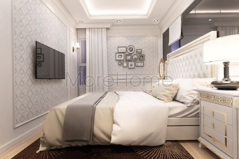 Mẫu giường ngủ đẹp đầu giường bọc da được coi là điểm nhấn cho một không gian riêng tư sang trọng và ấn tượng Mẫu nội thất chung cư đẹp