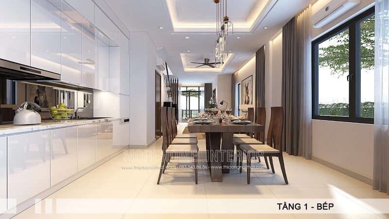 Mẫu tủ bếp gỗ An Cường màu trắng đẹp tạo nên một không gian rộng rãi kết hợp với đầy đủ những phụ kiện, thiết bị bếp tiện nghi mang đến cho gia đình sự thuận tiện cao nhất trong quá trình sử dụng. Thiết kế và sản xuất tủ bếp đẹp