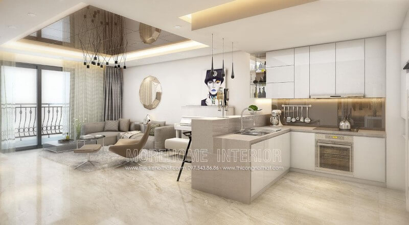 Mẫu tủ bếp gỗ chung cư sang trọng Thiết kế và sản xuất tủ bếp đẹp