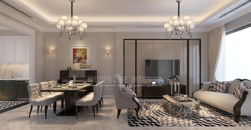 Mẫu trang trí nội thất biệt thự vườn phong cách tân cổ điển đầy mới lạ mà không kém phần trẻ trung, hiện đại Mẫu nội thất biệt thự tân cổ điển đẹp