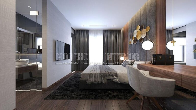 Bố trí nội thất phòng ngủ khép kín hiện đại sang trọng là một trong những xu thế thiết kế nổi bật nhất hiện nay. Mẫu thiết kế nội thất chung cư đẹp
