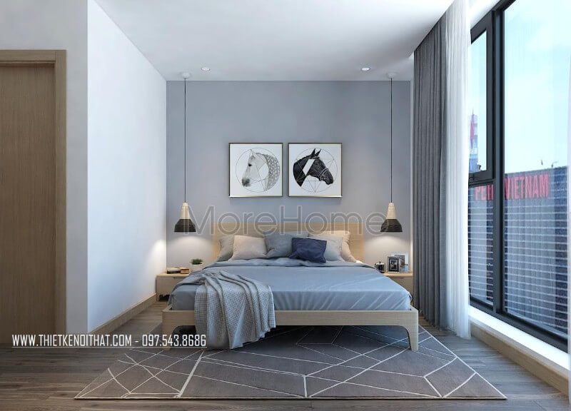 Thiết kế phòng ngủ hiện đại, thông thoáng với việc lựa chọn đồ nội thất thanh mảnh.