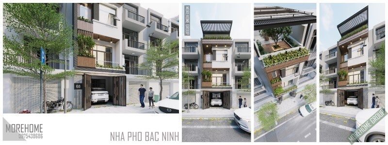 Mẫu thiết kế kiến trúc nhà phố phong cách hiện đại với 3 tầng 1 tum tại bắc ninh