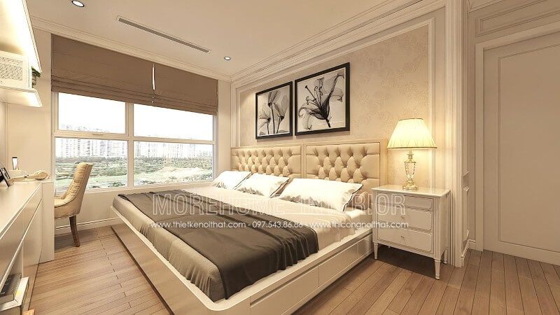 Giường hiện đại với ngăn kéo ở phía dưới giúp tối ưu hóa không gian và tạo nên vẻ đẹp độc đáo cho phòng ngủ chung cư, khiến trang trí phòng ngủ trở nên ấn tượng.